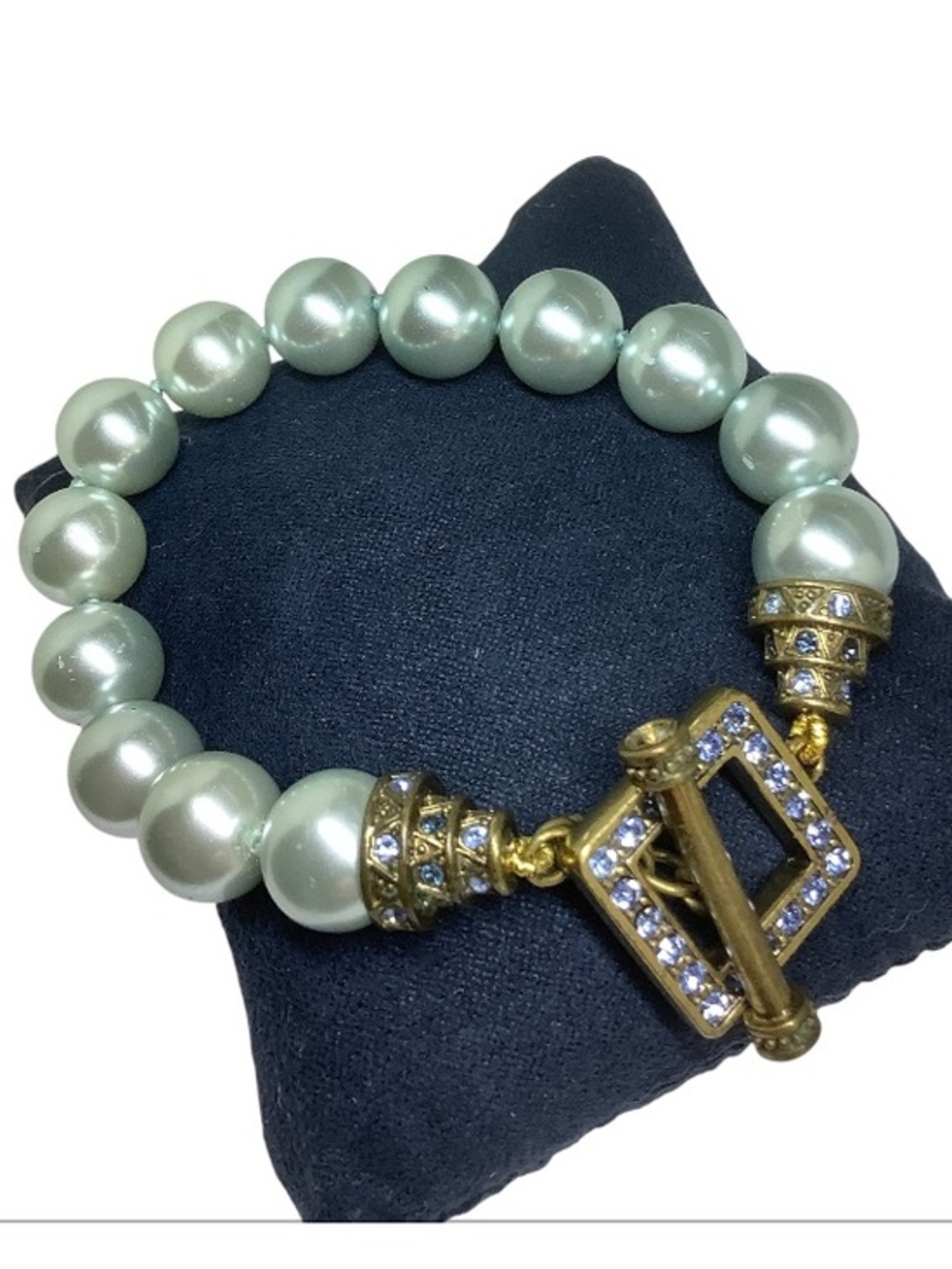 Heidi Daus Swarovski crystal faux Pearl 9” bracelet